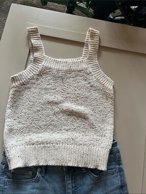 LOFT Cream Knit Tank Sweater